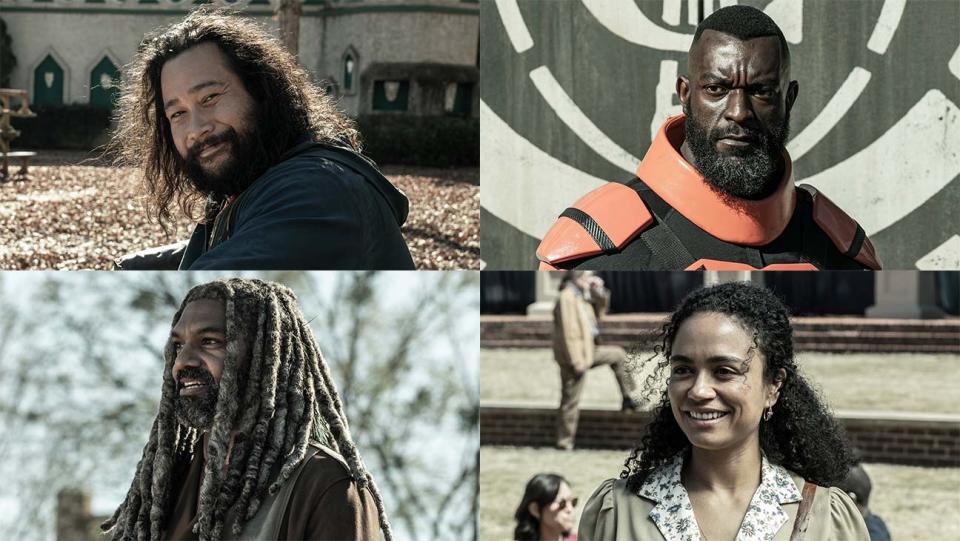 Cooper Andrews as Jerry, Michael James Shaw as Mercer, Lauren Ridloff as Connie and Khary Payton as Ezekiel in The Walking Dead  