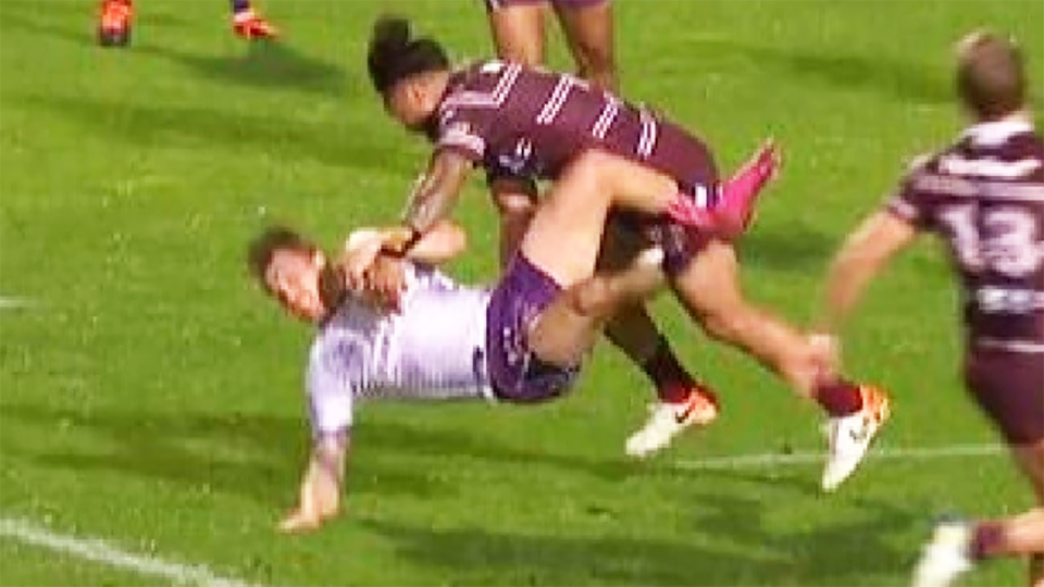 Jorge Taufua, pictured here laying out Cameron Munster.