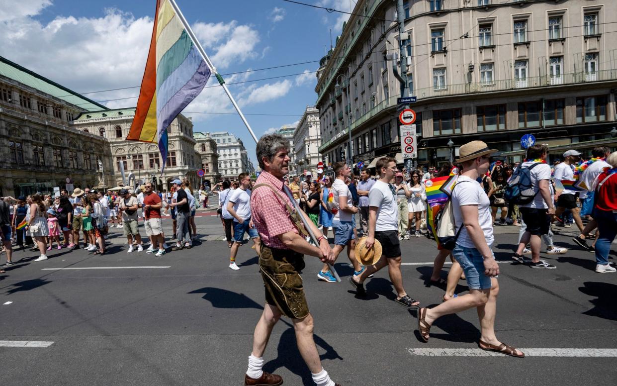 A parade at the Vienna Pride festival in June