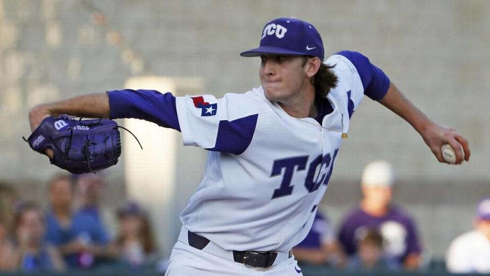 The Big 12 named Nick Lodolo the conference’s pitcher of the week after he allowed two unearned runs over seven innings in the Frogs’ 7-4 victory over Oklahoma State on Friday.