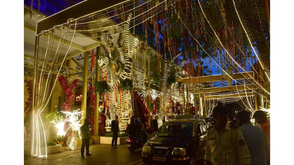 The Ambani home being decorated