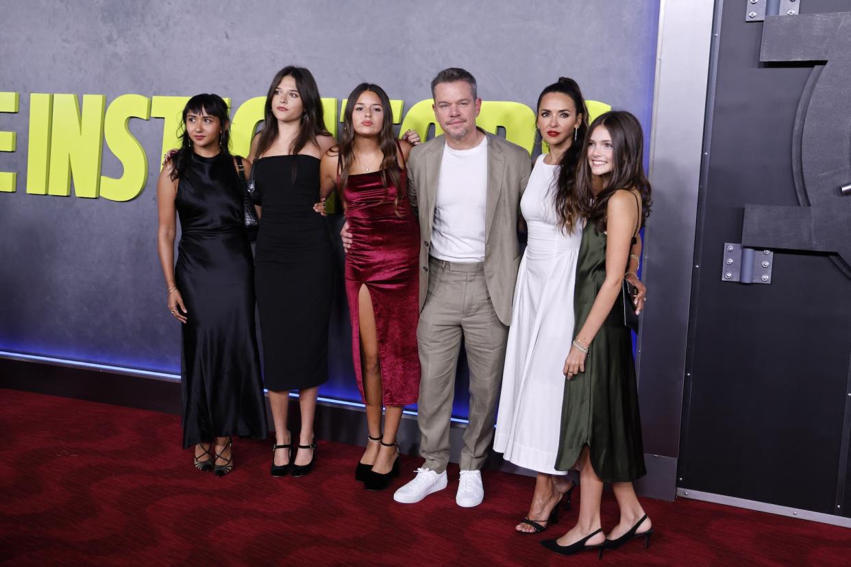 Matt Damon Makes Rare Red Carpet Appearance With Wife and 4 Daughters