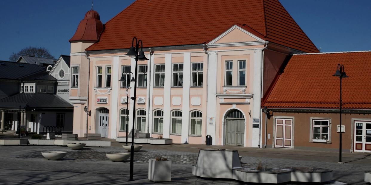 An empty main square is seen during coronavirus disease (COVID-19) outbreak in Kuressaare, a town on Saaremaa.