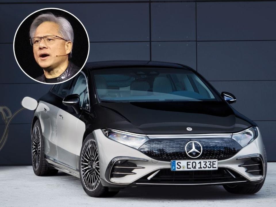 Jensen Huang and Mercedes EQS