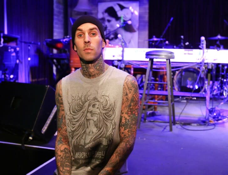 SANTA MONICA, CA - FEBRUARY 24: Travis Barker attends his "Give The Drummer Some" press day at Tom Tom Club on February 24, 2011 in Santa Monica, California. (Photo by Noel Vasquez/Getty Images)