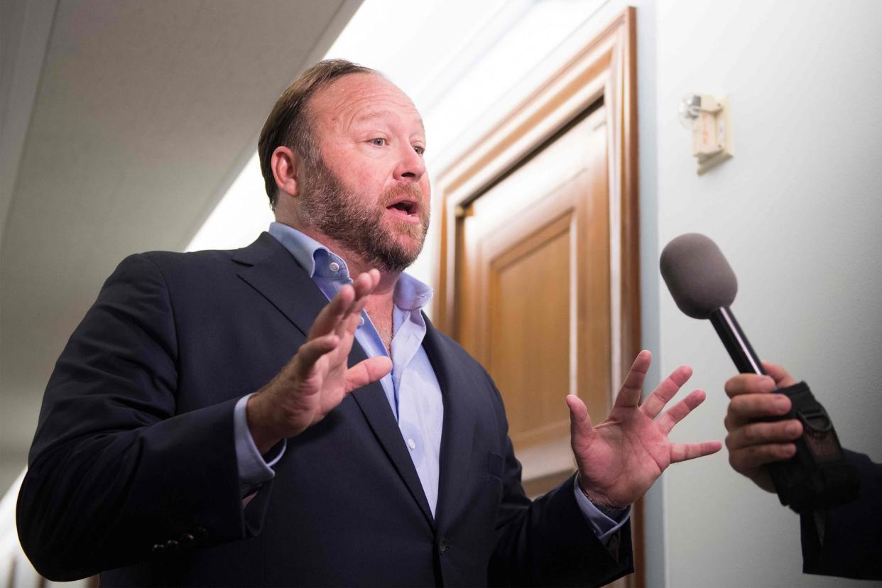 Banned: Right-wing conspiracy theorist Alex Jones: AFP/Getty Images