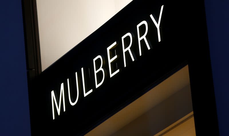 A company logo is pictured outside a Mulberry store in Vienna