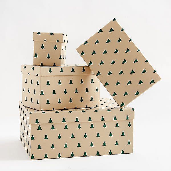 8) Paper Source Green Glitter Tree Gift Boxes