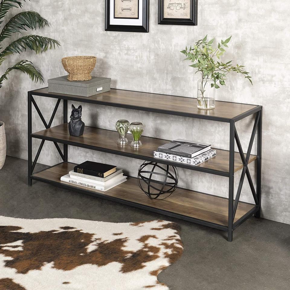 6) Industrial Wood and Metal Bookshelf