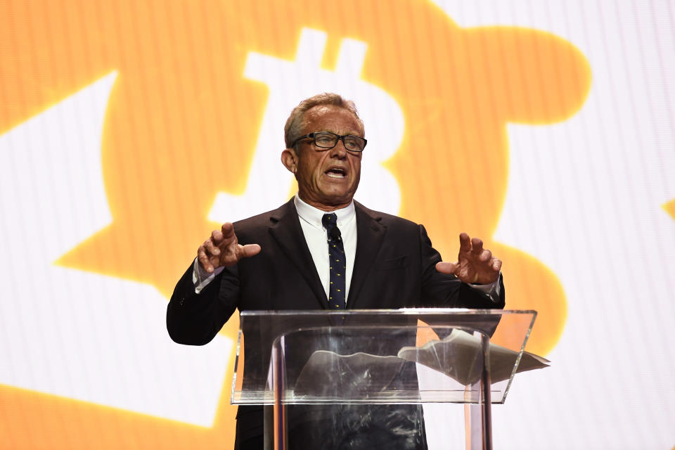 MIAMI BEACH, FLORIDA - MAY 19: Robert F. Kennedy Jr. speaks on stage during Bitcoin Conference 2023 at Miami Beach Convention Center on May 19, 2023 in Miami Beach, Florida. (Photo by Jason Koerner/Getty Images for Bitcoin Magazine)