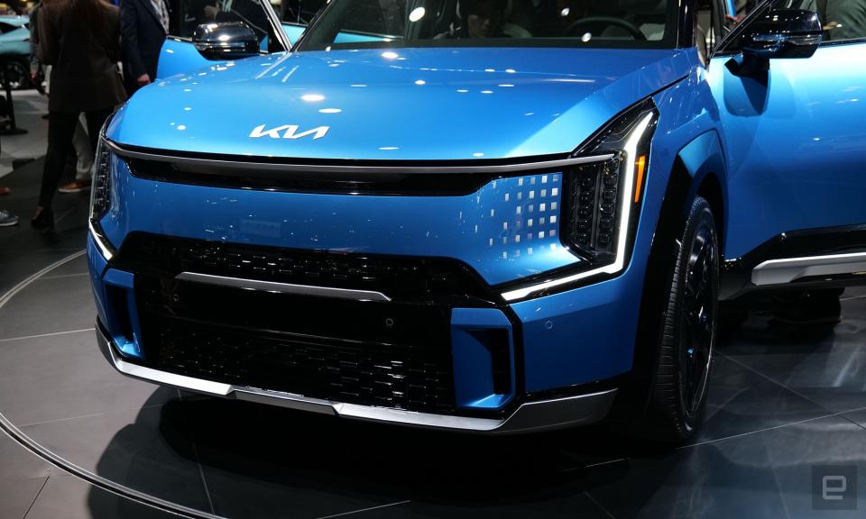 <p>Hands-on photo of the Kia EV9 from the 2023 New York Auto Show.</p>
