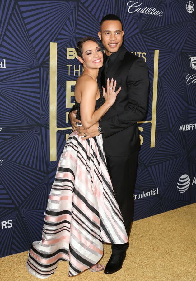 Grace and Trai Byers at BET's 2017 American Black Film Festival Honors Awards at on February 17, 2017 in Beverly Hills, California. (Photo: Paul Archuleta via Getty Images)