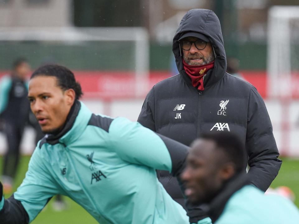 Jurgen Klopp casts his eye over Liverpool training: Getty