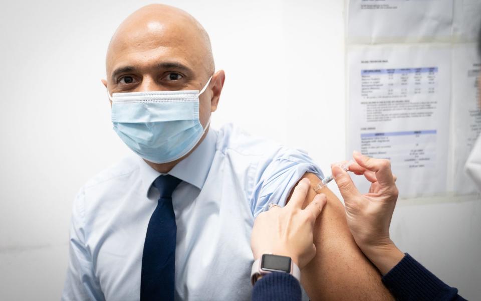 Sajid Javid, the Health Secretary, receiving his flu jab this month - Stefan Rousseau