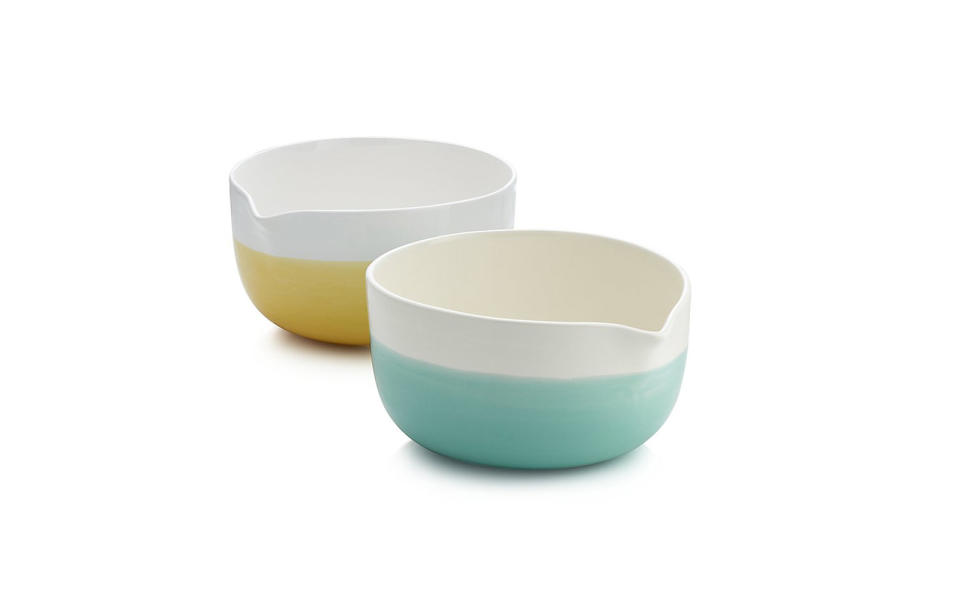 <p>Use it for cooking, for storing your keys, or just as a pretty thing to look at on a shelf. Whatever purpose is granted this spouted bowl, it’s going to look great.</p> <p>To buy: <a rel="nofollow noopener" href="http://www.anrdoezrs.net/links/7876402/type/dlg/sid/TLTRVggG750Under%2450EO1Sep/http://www.crateandbarrel.com/aqua-dip-mixing-bowl-with-spout/s133385" target="_blank" data-ylk="slk:Crate & Barrel;elm:context_link;itc:0;sec:content-canvas" class="link ">Crate & Barrel</a>, $29.95</p>