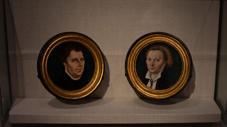 Martin Luther and his wife, Katharina von Bora, celebrated their scandalous union with a series of double-sided portrait sent out in wooden boxes to Protestant allies. - Eileen Travell