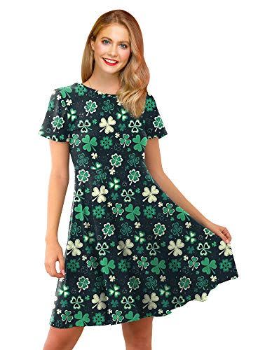 4) Green Shamrock Print Dress