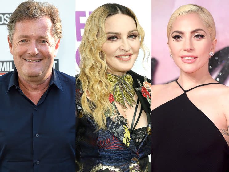 Piers Morgan, Madonna, Lady Gaga (Getty Images)