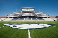 A view of the press box and home side seating at Allen Eagle Stadium. (Michael Prengler/Special Contributor/AP Photo)