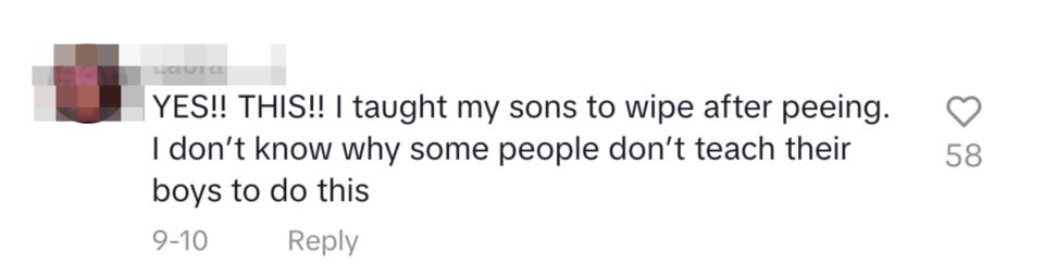 "I taught my sons to wipe after peeing"