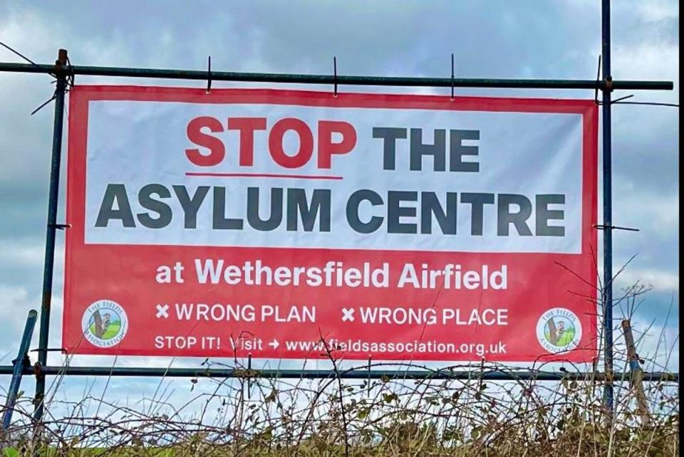 Residents have protested against plans for asylum seeker accommodation on Wetherfield air base (SWAP)