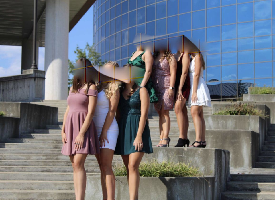 Some girls that were denied entry from their school dance at Eastern High School in Middletown, Kentucky, because dresses were too short.