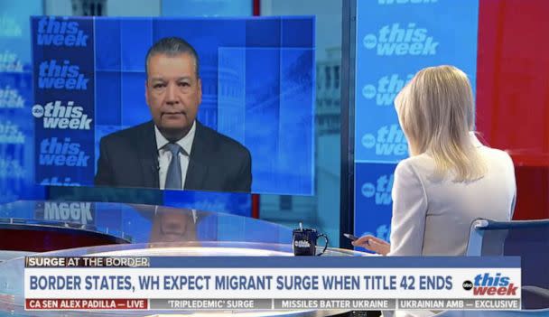 PHOTO: A video grab show Alex Padilla in an interview with Martha Raddatz on This Week. (ABC News)