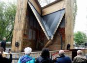 Opening ceremony of a collapsible synagogue commemorating Holocaust victims, in Kyiv