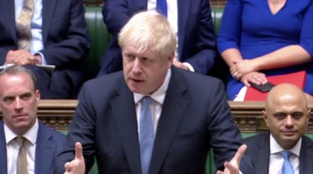 Britain's Prime Minister Boris Johnson speaks at the House of Commons in London