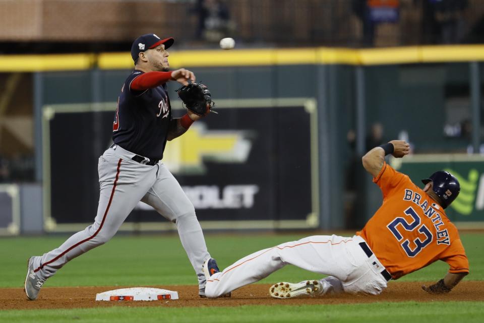 The last game that counted for MLB was last October, when the Nationals beat the Astros in Game 7 of the World Series. (AP Photo/Matt Slocum)