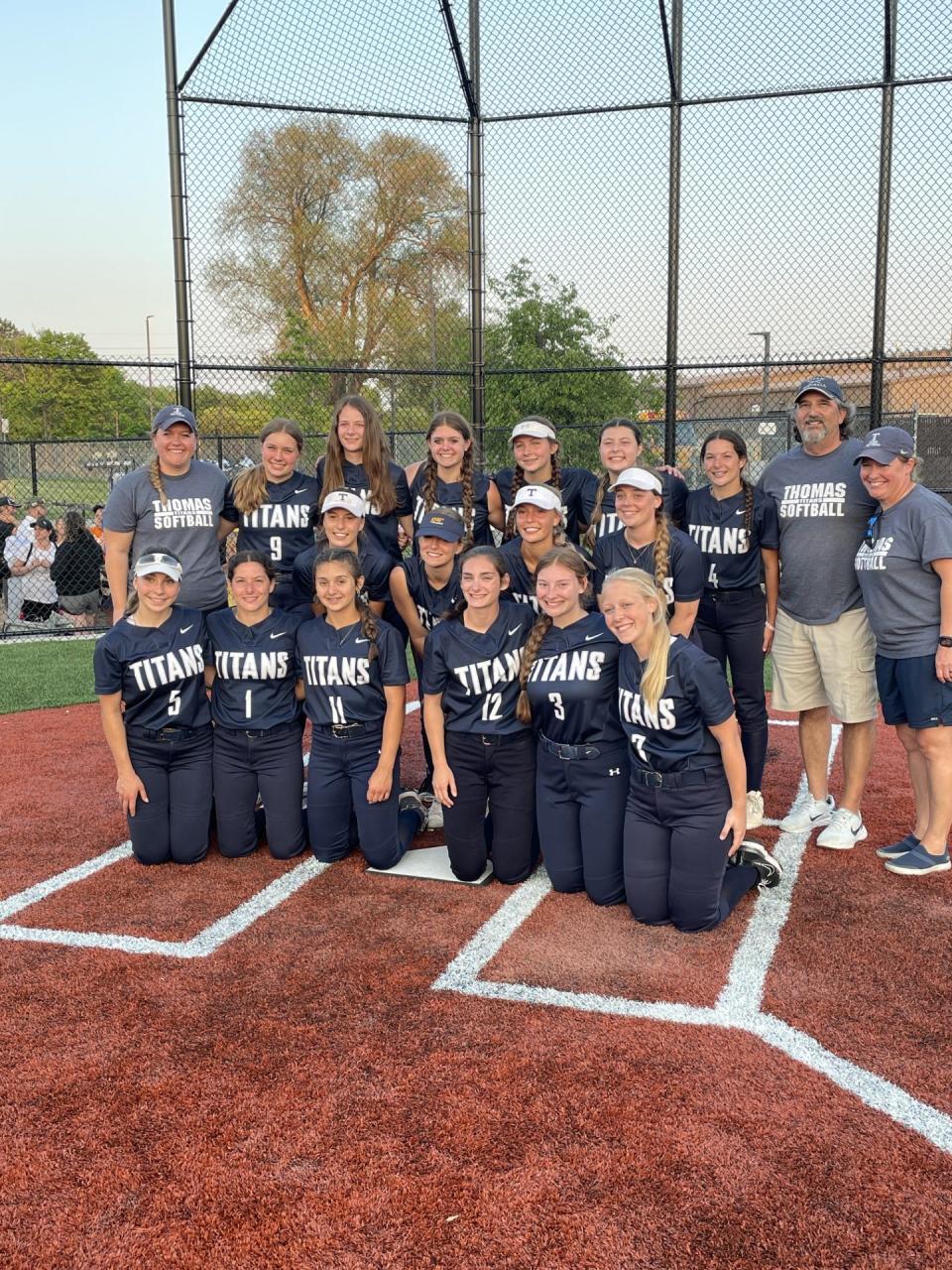 Webster Thomas celebrates after clinching a regional berth when they defeated Honeoye Falls-Lima 5-3 in the Section V Class A final.