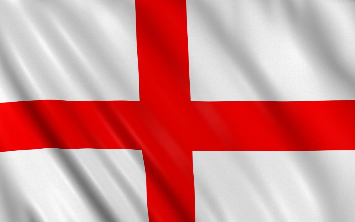 Flag of England waving with highly detailed textile texture pattern