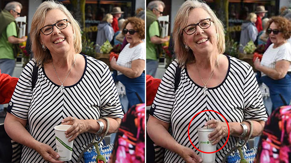 Green party leader Elizabeth May photoshop before and after.