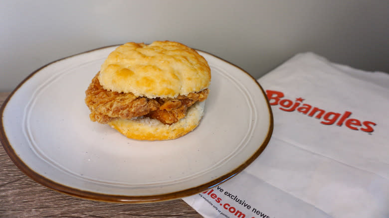 Bojangles sandwich on plate