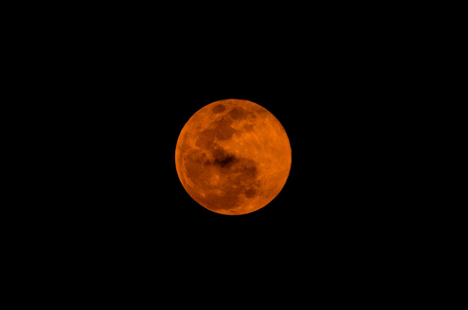 The Snow Moon seen over , West Bengal, India On Feb. 24 2024