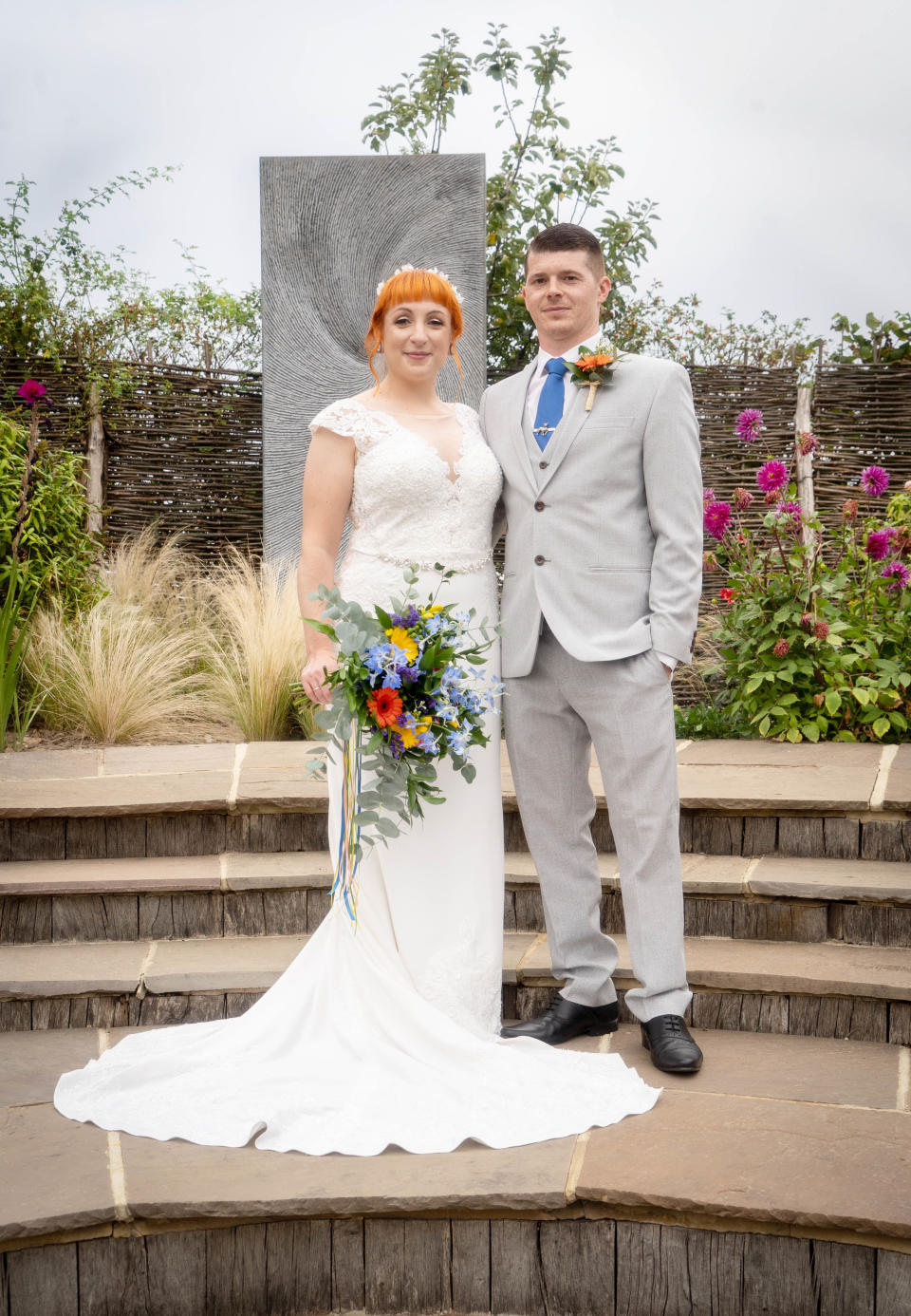 Romanee and Sam Rondeau-Smith on their wedding day