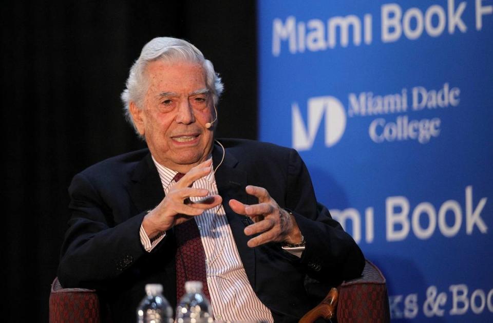 Nobel Prize-winning author Mario Vargas Llosa at Miami Book Fair in 2019.