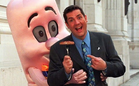 Dale Winton outside the New Connaught Rooms in London where he was hosting the British Sausage Appreciation Society's Regional Sausage of the Year Competition. - Credit: David Giles /PA