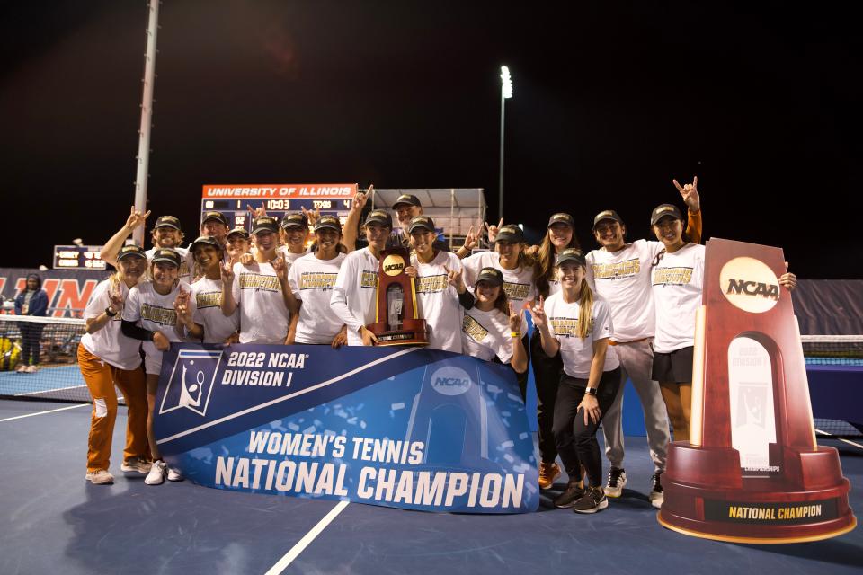 Texas captured its second straight NCAA women's tennis national championship Sunday, beating Big 12 rival Oklahoma in the final match. “It’s really, honestly, incomprehensible for me right now,” UT coach Howard Joffe said by phone from the Khan Outdoor Tennis Complex in Urbana, Ill.