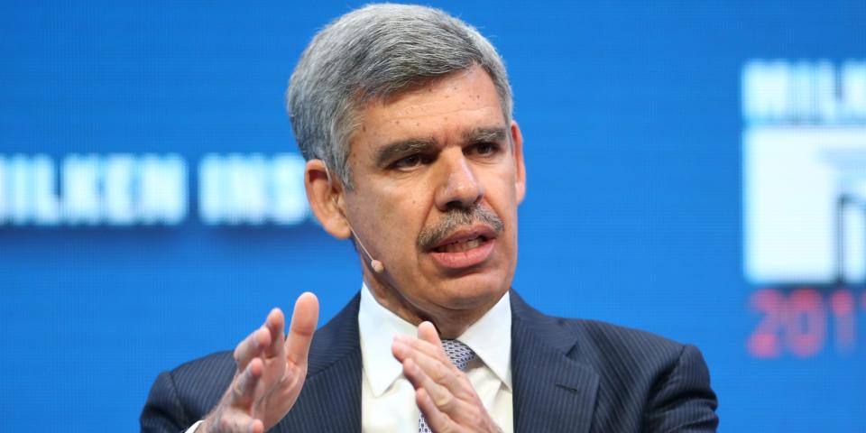 FILE PHOTO: Mohamed El-Erian, Chief Economic Advisor of Allianz and Former Chairman of President Obama's Global Development Council, speaks during the Milken Institute Global Conference in Beverly Hills, California, U.S., May 1, 2017. REUTERS/Lucy Nicholson