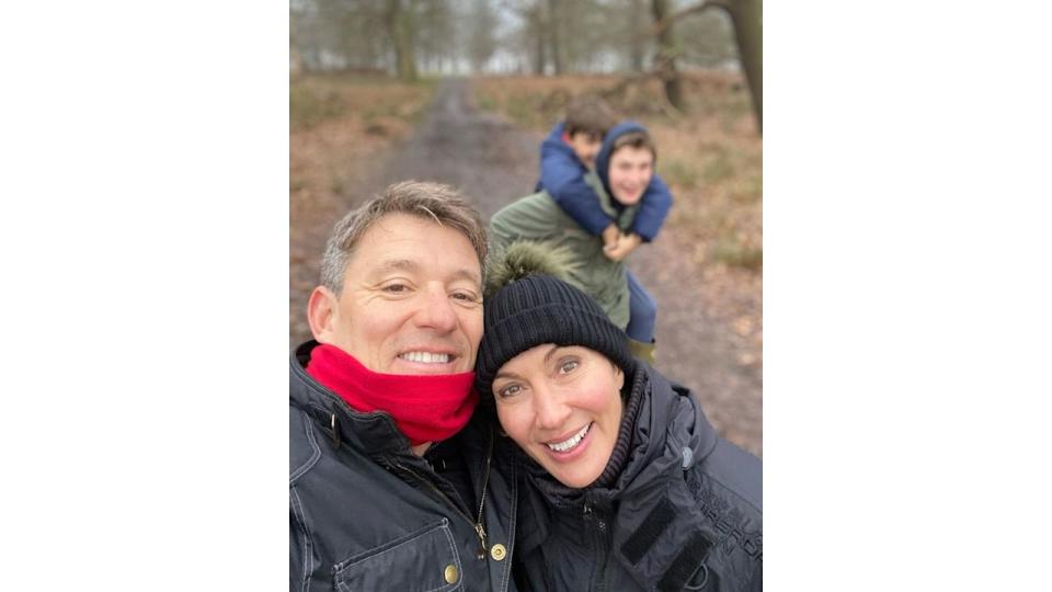 ben shephard and family on walk 