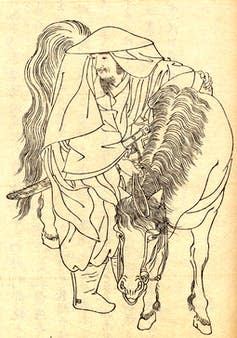 Japanese illustration of the poet and miltary leader Ōtomo no Tabito.