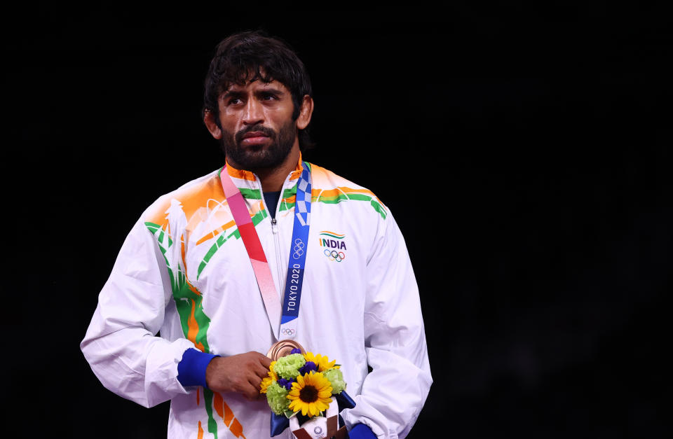 Tokyo 2020 Olympics - Wrestling - Bronze medallist Bajrang Punia