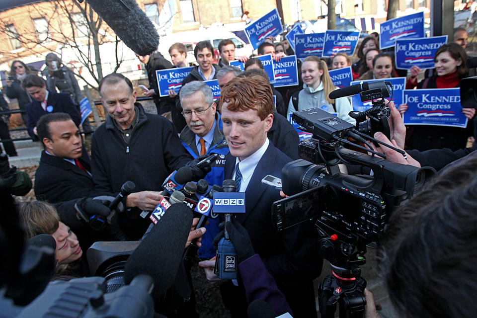 Joe Kennedy III officially launches his campaign for Congress on Thursday in Newton, Mass. (Photo: Suzanne Kreiter/Boston Globe via Getty Images)