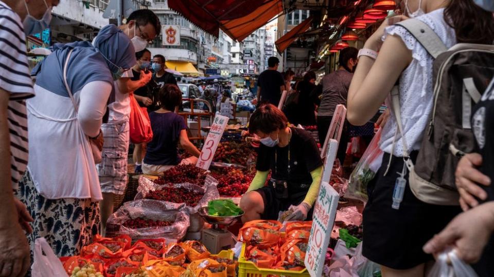 Mercado mojado de Hong Kong.