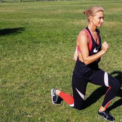 Strength training plays a part in Tim's girlfriend Anna's routine as well. Photo: Instagram/annaheinrich1