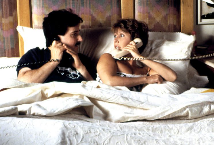 <p>Carrie Fisher in <em>When Harry Met Sally</em> with Bruno Kirby in 1989. (Photo: Everett Collection)</p>