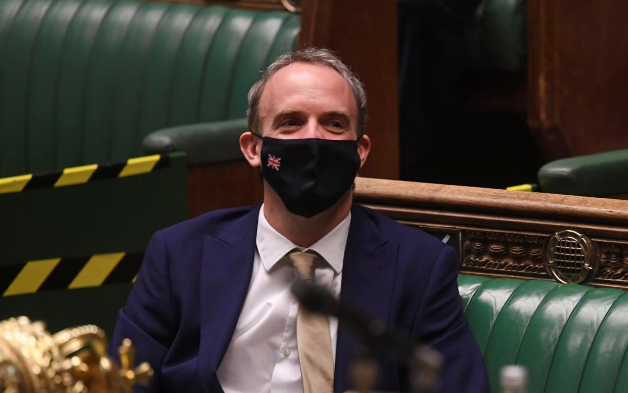 Dominic Raab, the Foreign Secretary, will make a statement to the Commons on human rights on Monday afternoon - Jessica Taylor/Via Reuters