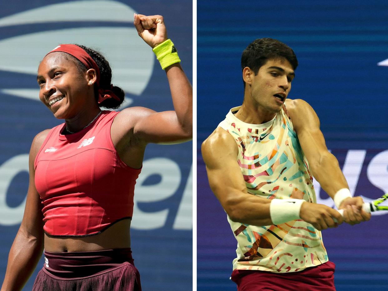 Coco Gauff (left) and Carlos Alcaraz at the 2023 US Open.