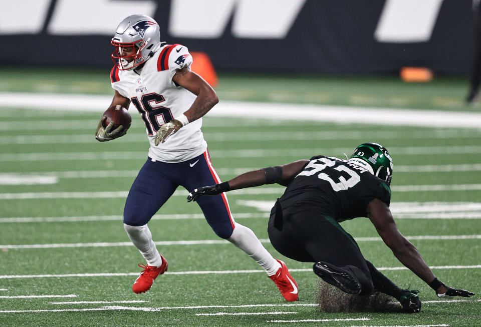 Jakobi Meyers of the New England Patriots was key in the Patriots' win Monday night. (Photo by Elsa/Getty Images)